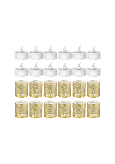 Maiyame 12 Adet Isı Beyaz Yanıp Sönen Plastik Led Mumlar İle Kaliteli Altın Delikli Kağıtlar, Gerçekçi Yanma Efekti, Romantik Ambiyans Oluşturucu Parti Ve Ev Dekorasyon Aleti Renkli