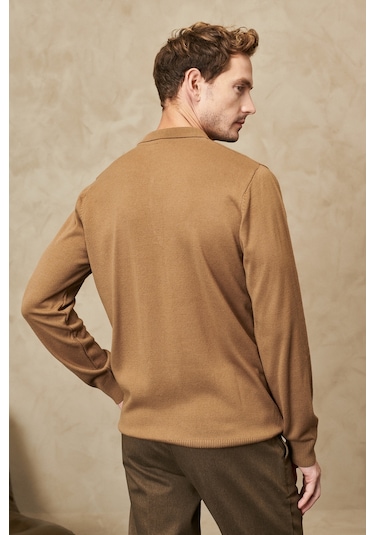 Altinyildiz Classics Erkek Vizon Standart Fit Normal Kesim Polo Yaka Triko 4A4923100003VIZXXL Vizon