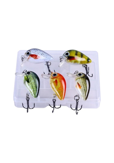 Valkyrie 5 Adet Crankbait Lrf Balık Olta Yem Seti - Sesli Bilyalı - Kutulu - 2.7cm 1.5gr