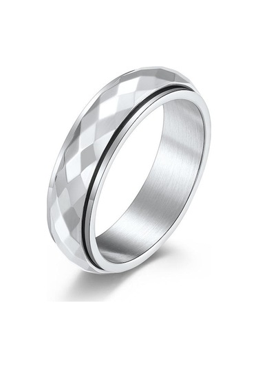 Novahub Gümüş Erkekler Kadınlar İçin Basit Unisex Eşkenar Dörtgen Yönlü Hip Hop Yüzük Paslanmaz Çe Parmak Yüzük Stres Çelik Yüzük 57557783 Gümüş - 12 Gümüş