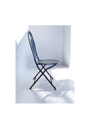 Ferforje Metal Açılır Katlanır Sandalye Bahçe Balkon Mutfak Sandalyesi Siyah 1 Adet Siyah