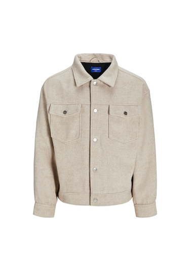 Jack&jones Ridgewood Melange Overshirt Erkek Bej Ceket Bej