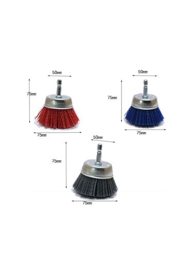 Singree Matkap İçin 3 İnç Naylon Tel Fırça - 1/4 İnç Şaftlı Kırmızı