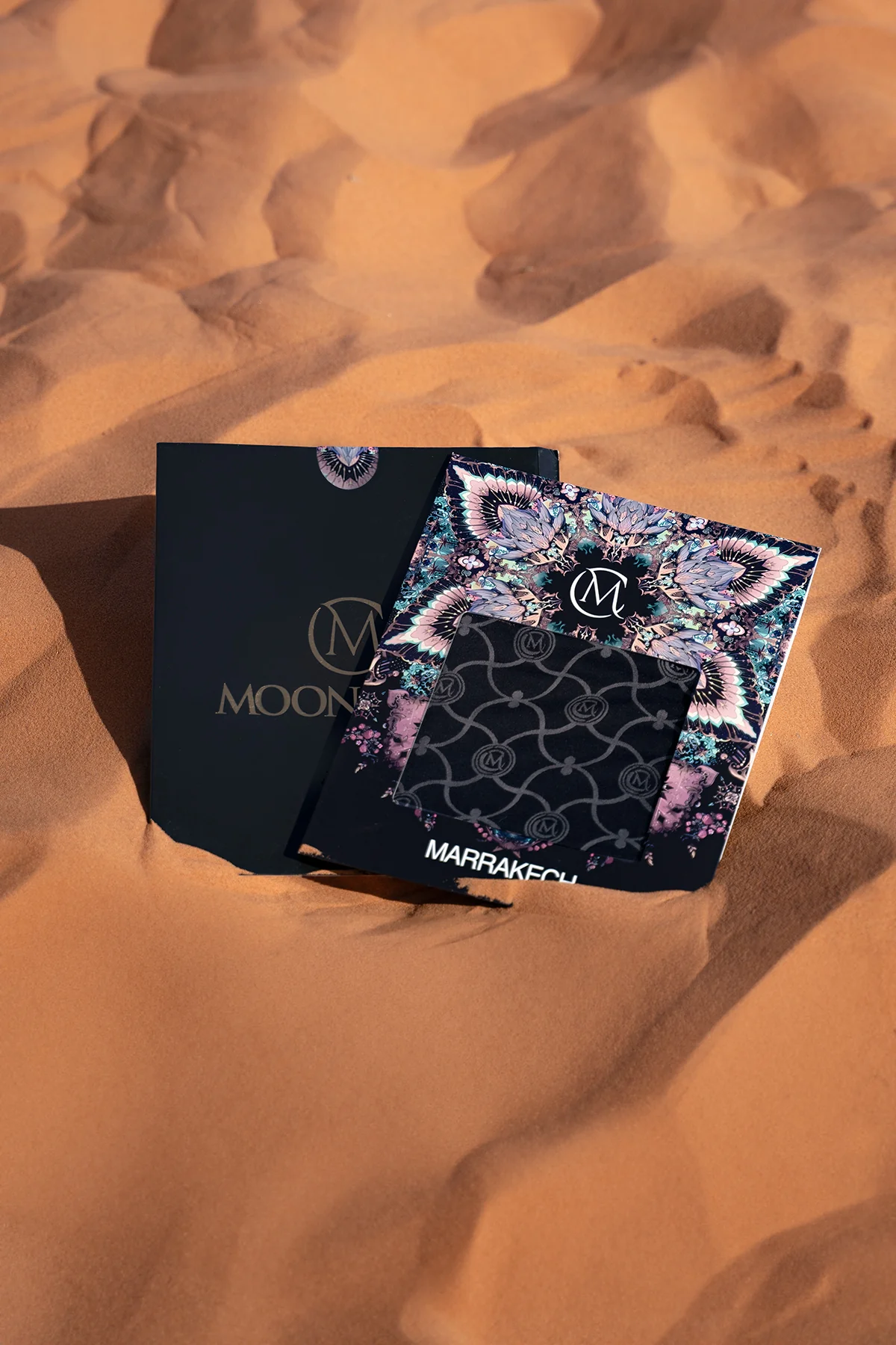 Mooncorn Marrakech Desen Çift Taraflı Şal Siyah - Bordo