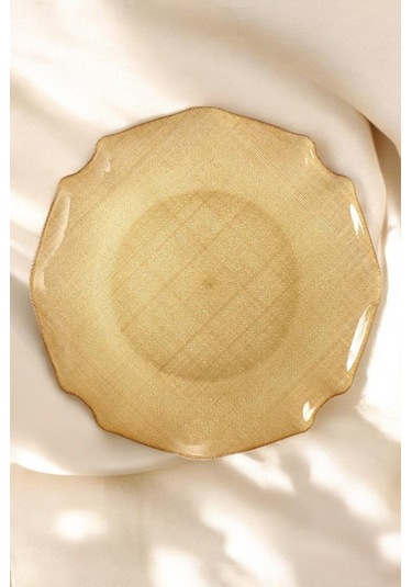 Digithome Fabric 6 Lı Cam Dalgalı Kumaş Supla Tabak 32cm Metalik Altın Akc429 C320.045 Altın