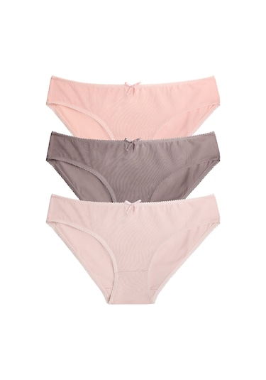 Suwen 3 Lü Renkli Külot St0052601539 Kahverengi - Pembe