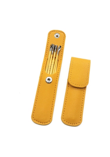 Chavin Deri Çantalı 6 Parça Çelik Kulak Temizleme Seti Sarı