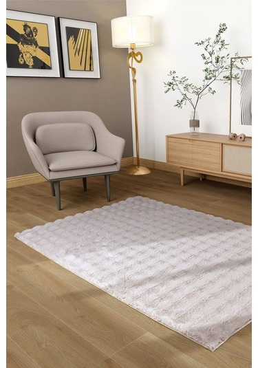 Aries Home Tavşan Tüyü Yumuşak Keçeleşmez Dekoratif Bubble İthal Kalite Post Halı Taş