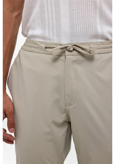 SÜVARİ Bej Slim Armürlü Jogger Pantolon