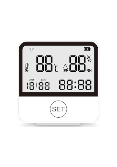 Wifi Sıcaklık Nem Monitörü Akıllı Sıcaklık Ve Nem Sensörü Ölçer Lcd Ekranlı Dijital İç Mekan Higrometre Termometresi-beyaz