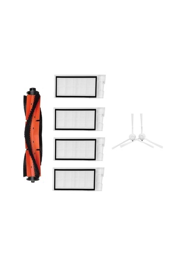 Roidmi Eve Plus Uyumlu 1 Adet Ana Fırça 4 Adet Filtre 2 Adet Beyaz Yan Fırça