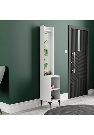 5040 Royal 2 Raflı Aynalı Portmanto Modülü Beyaz