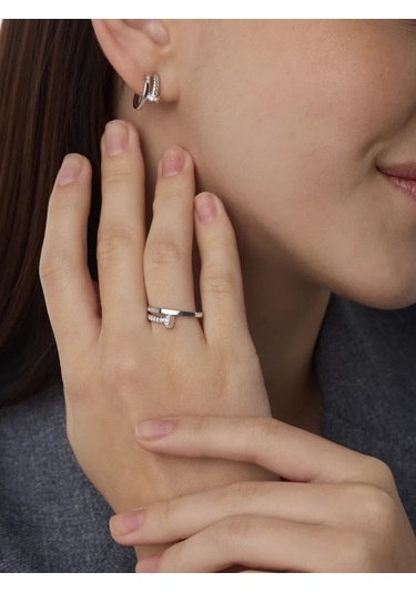 Main Dizzain 925 Gümüş Yüzük Küpe Çivi 394298217 Gri