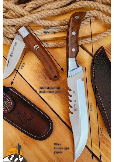 Ceviz Sap Outdoor Kamp Bıçağı Çakısı Piknik Bıçak Çakı Kmp-03 Kahverengi