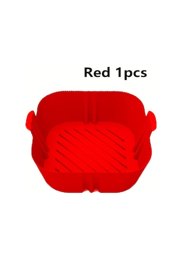 Kırmızı Silikon Hava Fritözler Fırın Pişirme Tepsisi Yeniden Kullanılabilir Airfryer Silikon Sepet Pizza Kızarmış Tavuk Airfryer Tava Astarı Kırmızı