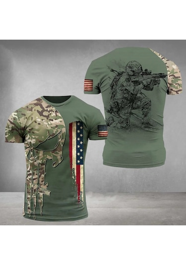 Snapbuy Amerikan Asker Komando Tişört - Erkek Kamuflaj Üst, Çabuk Kuruyanmavierkek Mavi