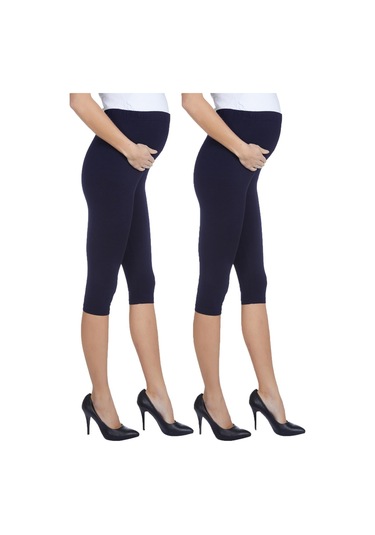 Luvmabelly Myra8003 8010 Beli Ayarlanabilir Hamile Kapri Tayt Seti-lacivert - Lacivert