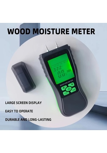 Honeybeeshop Siyah Ahşap Ve Beton İçin Çok Yönlü Nem Ölçer Kolay Okunur Lcd Ekran Dayanıklı Abs Yapı Aaa Piller Dahil Değil