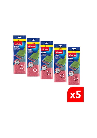 Vileda Power Inox Colors Çelik Bulaşık Sünger 5 x 3'lü