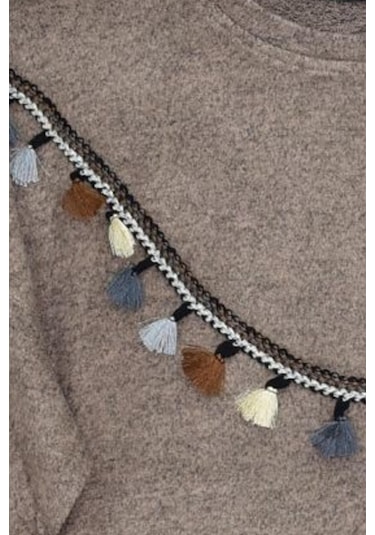 Wearon Kadın Yumoş Önü Püsküllü Modelli Bluz Bgl-st05142 VİZON