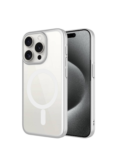 Teleplus Apple Uyumlu iPhone 15 Pro Kılıf Wireless Şarj Özellikli Sert Pc Mat Riksos M-safe Kapak