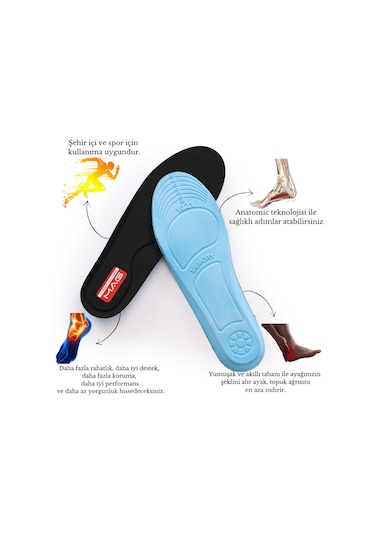 Mag Shoes Ortopedik Yumuşak Tabanlık Rahat Konforlu Ayakkabı Tabanlığı Memory Foam Hafızalı Tabanlık