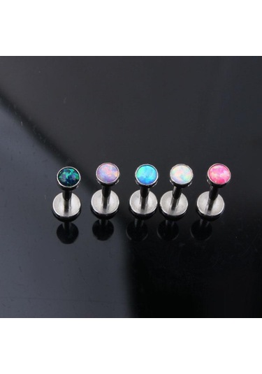 Beyaz 1 Adet 16g Opal Saplama Küpe G23 Titanyum Küçük Kulak Kemik Tırnak Piercing İç Dişli Dudak Vidası