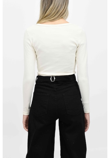 Baskılı Uzun Kollu Tişört - Taş Taş