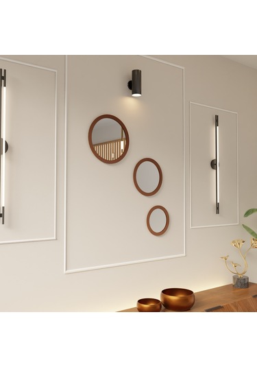 Dekoratif 3 Parçalı Pleksi Aynalı Ahşap Duvar Süsü