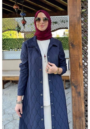 Rabia Şamlı Elmas Kapitone Kap Lacivert Çok Renkli