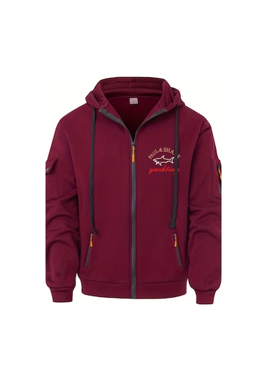 Erkek Sonbahar Ve Kış Fermuarlı Kapüşonlu Sweatshirt Lacivert