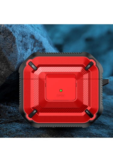 Airpods Uyumlu 3 İçin Anahtar Ve Kanca İle Elmas Doku Kulaklık Koruyucu Kılıf Kırmızı