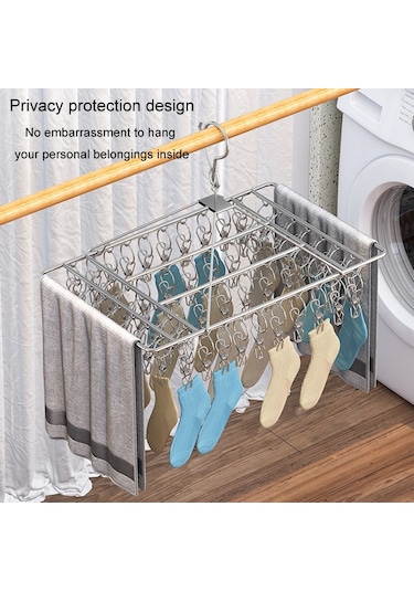 Sones Kare Çorap Kurutma Askısı Paslanmaz Çelik Çok Amaçlı Rüzgar Geçirmez Kurutma Rafı, Stil: 40x25cm 60 Klips Diğer