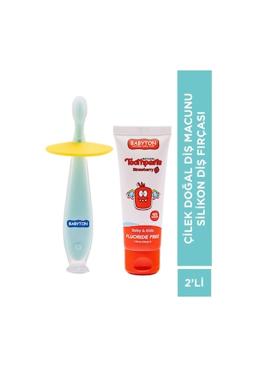 Set Çilek Diş Macunu - Silikon Diş Fırçası Tam Koruma