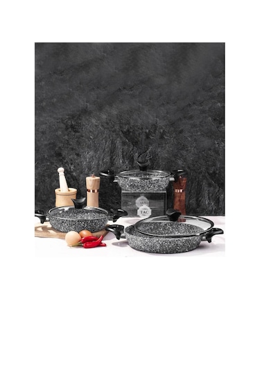 Taç Ultra Granit 3 Lü Omlet & Sahan Seti Gri TAÇ-3411