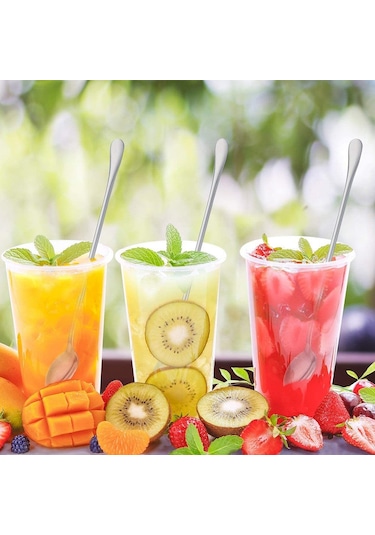 9 İnç Kaşık, Paslanmaz Çelik Kokteyl Karıştırma Kaşıkları - 8'li Set Gümüş