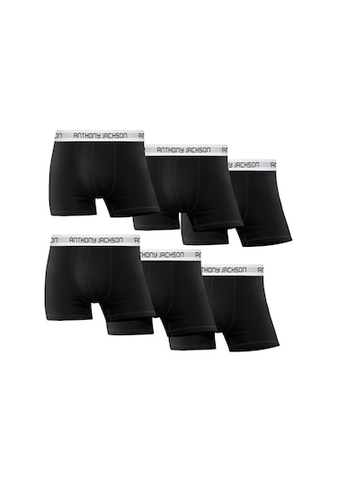 Anthony Jackson Douglas Likralı Premium Erkek Boxer 6'lı Kutu - Siyah