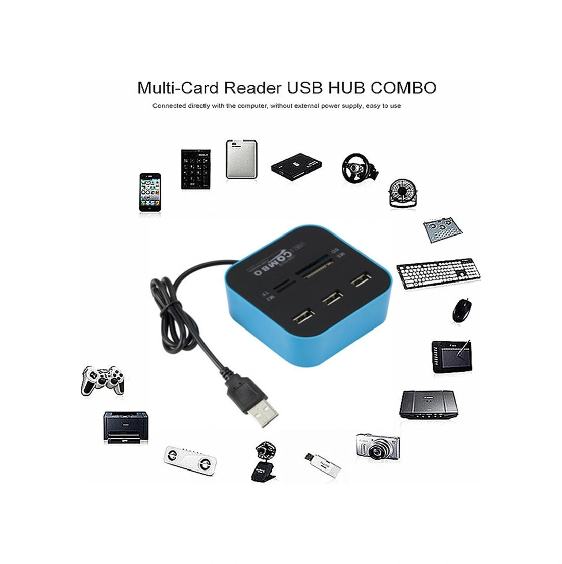 Sones 7'si 1 Arada Combo Usb 2.0 Hub Okuyucu 7 Portlu