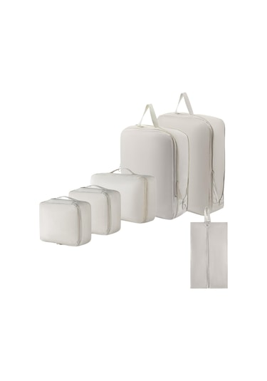 Suntek 6 Parça Seyahat Saklama Çantası Seti Plaj Yürüyüş Bej