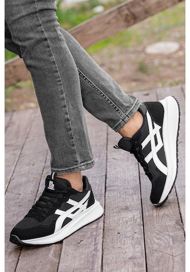 Garantili D120 Günlük Ortopedik Erkek Sneaker Spor Ayakkabı Siyah-beyaz