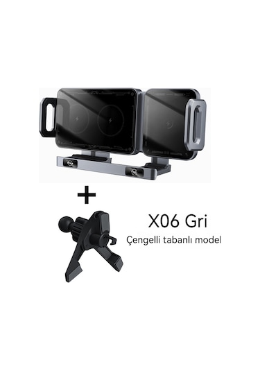 Uıowoo Araç İçi Telefon Tutucu Gri Model + Çengelli Tripod