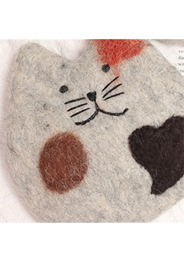 El Yapımı Keçe Yün Kedi Bardak Altlıkları Masa Ve Masa İçin-yavru Kedi Bardak Altlığı Çok Renkli