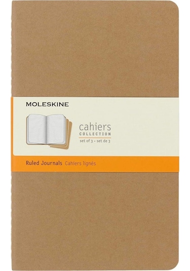 Moleskine Çizgili Cahier Not Defteri 3 Lü Set L Boy Kraft Kahve