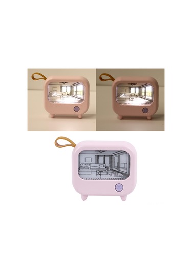 Shineyee Usb Şarjlı Masaüstü Mini Isı Işık Tablo Gece Lambası Batarya Dahil - Pembe Renk, 2 Işık Modu, Led Tek Düğme Kontrol Pembe