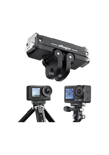 Djı Action 5 Pro / 4/3 Amagisn Metal Manyetik Hızlı Bırakma Dağı Çift Arayüz Adaptörü İçin Siyah