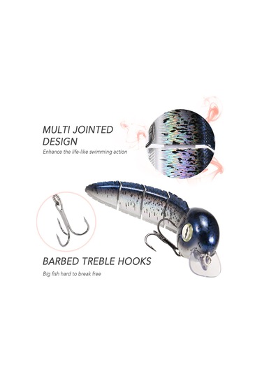 Yuntech01 5 Bölümlü Canlı Yüzme Davranışı Sağlayan, Keskin Üçlu İğneli Abs Malzeme Balık Yemi - 15.2cm, 40g