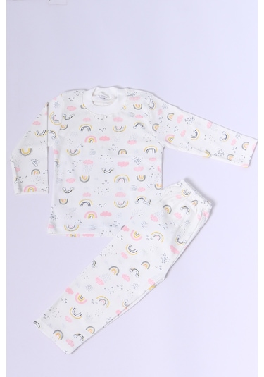 Hçm Bebek Pamuk Pijama Takımı Tenkli Baskılı Bisiklet Yaka A2 Pembe
