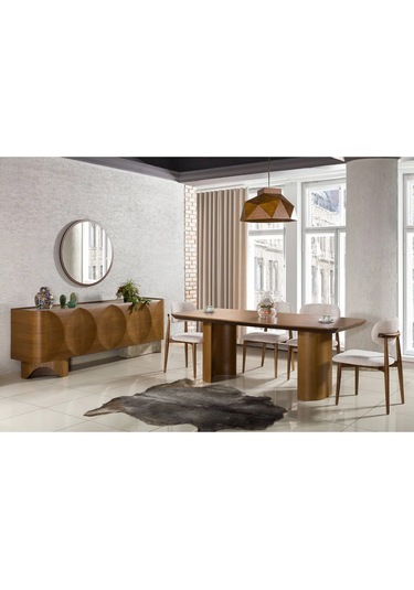 Bella Yemek Odası Takımı Yemek Masası + 4 Adet Sandalye Kahverengi