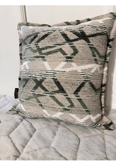 Nivemeshome Kırlent Kılıfı 45x45 Mateo 63-04 Yeşil-krem Yeşil+krem