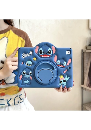 Samsung Galaxy Tab S9 Fe Plus / S9 Plus 12.4" Uyumlu Stitch Standlı Çocuklara Özel Karakterli Arka Kapak